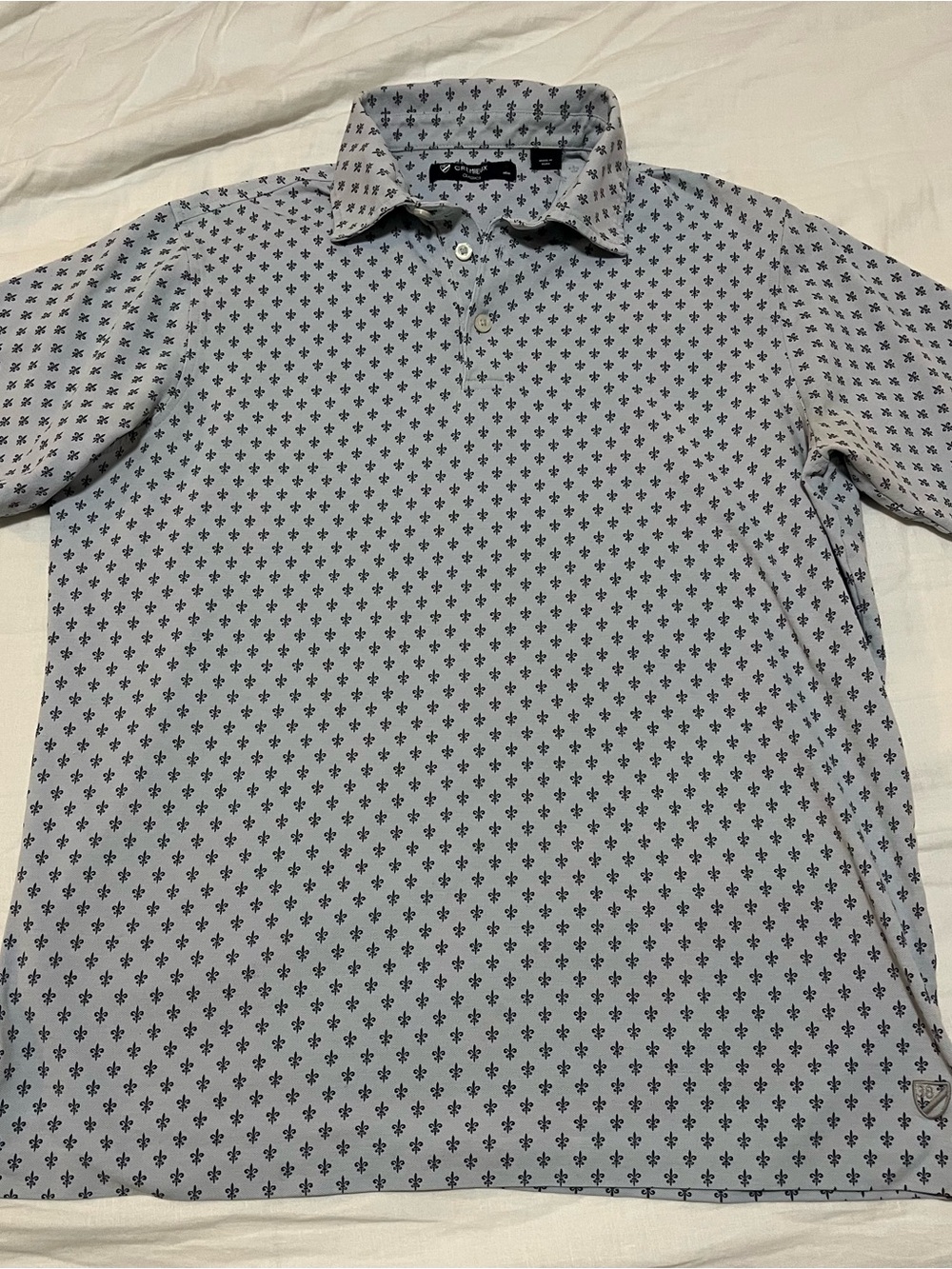 Daniel Cremieux Pale Blue Polo with Navy Fleur Microprint
